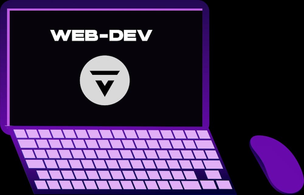 Laptop with Vorcl logo and a mouse